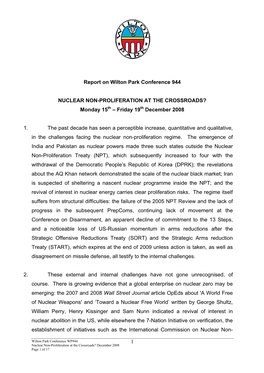 PDF Report for Nuclear Non-Proliferation at The