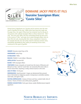 DOMAINE JACKY PREYS ET FILS Touraine Sauvignon Blanc 'Cuvée