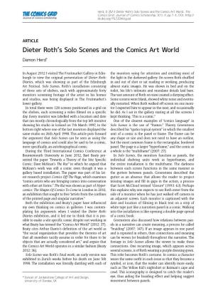 Dieter Roth's Solo Scenes and the Comics Art World