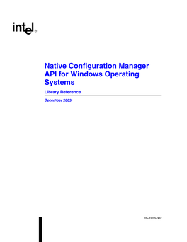 Native Configuration Manager API for Windows Library Reference