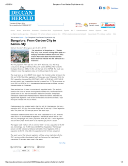 Bangalore: from Garden City to Barren City