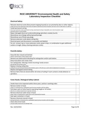 Laboratory Inspection Checklist