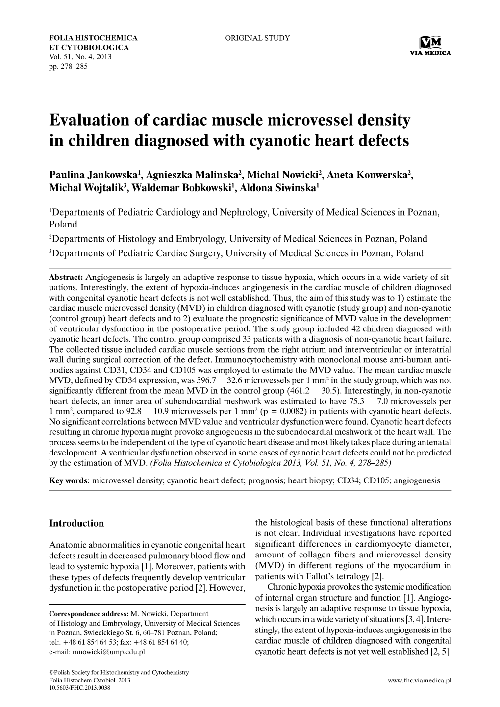 Evaluation of Cardiac Muscle Microvessel Density in Children Diagnosed with Cyanotic Heart Defects