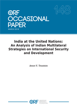 India at the United Nations: an Analysis of Indian Multilateral Strategies on International Security and Development