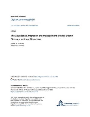 The Abundance, Migration and Management of Mule Deer in Dinosaur National Monument
