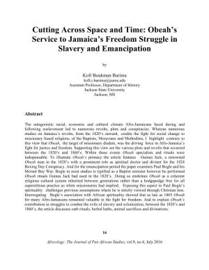 Obeah's Service to Jamaica's Freedom Struggle in Slavery And