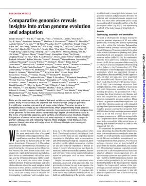 Comparative Genomics Reveals Insights Into Avian Genome Evolution and Adaptation Guojie Zhang Et Al