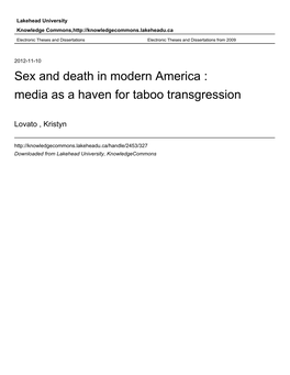 Sex and Death in Modern America : Media As a Haven for Taboo Transgression