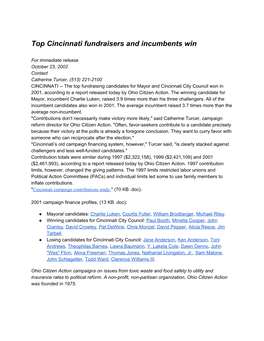 Top Cincinnati Fundraisers and Incumbents Win