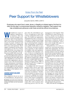 Peer Support for Whistleblowers