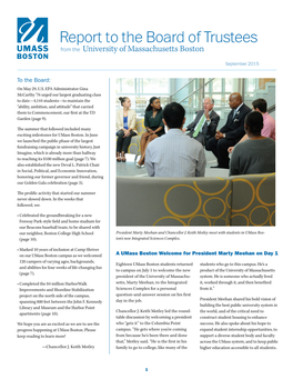 Report to the Board of Trustees from the University of Massachusetts Boston