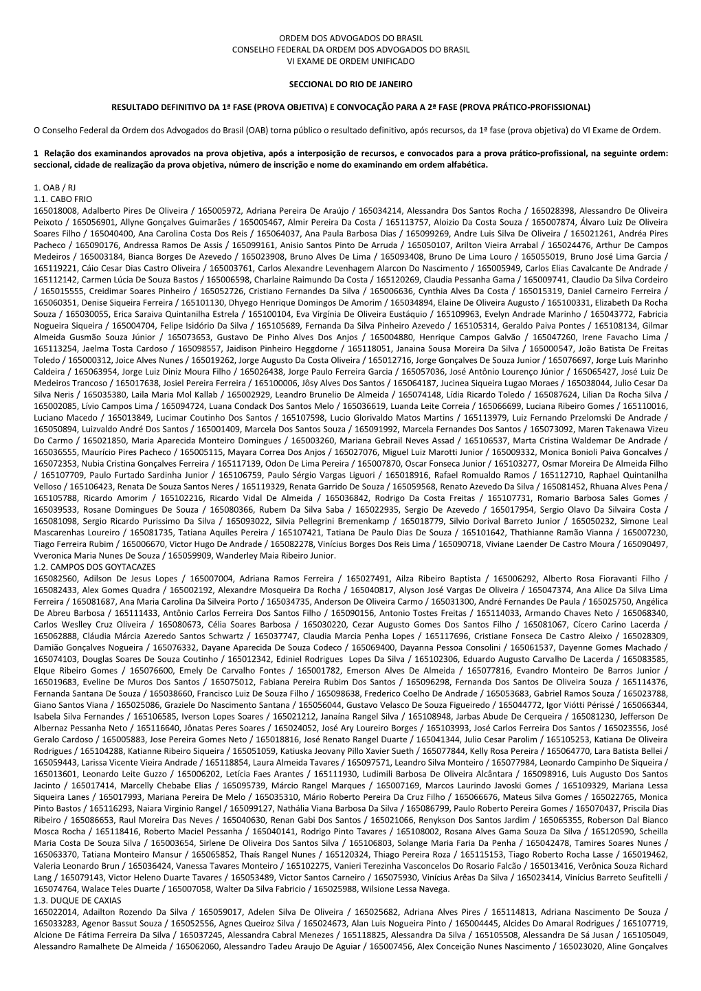 Ordem Dos Advogados Do Brasil Conselho Federal Da Ordem Dos Advogados Do Brasil Vi Exame De Ordem Unificado