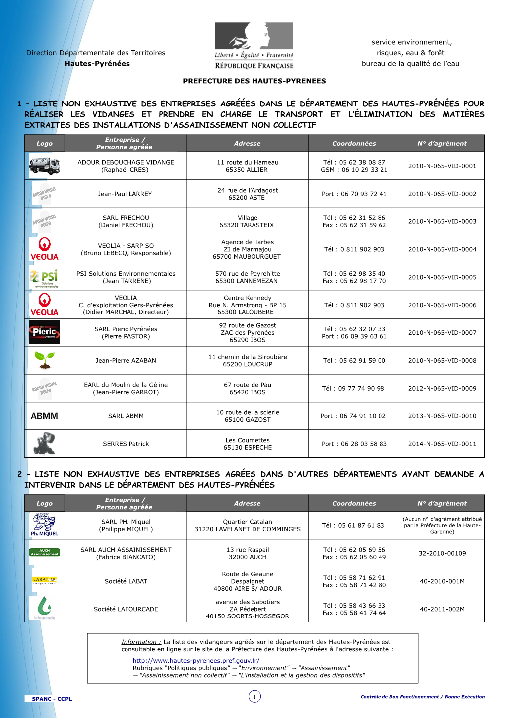 Liste Des Vidangeurs Agréés Par La Préfecture