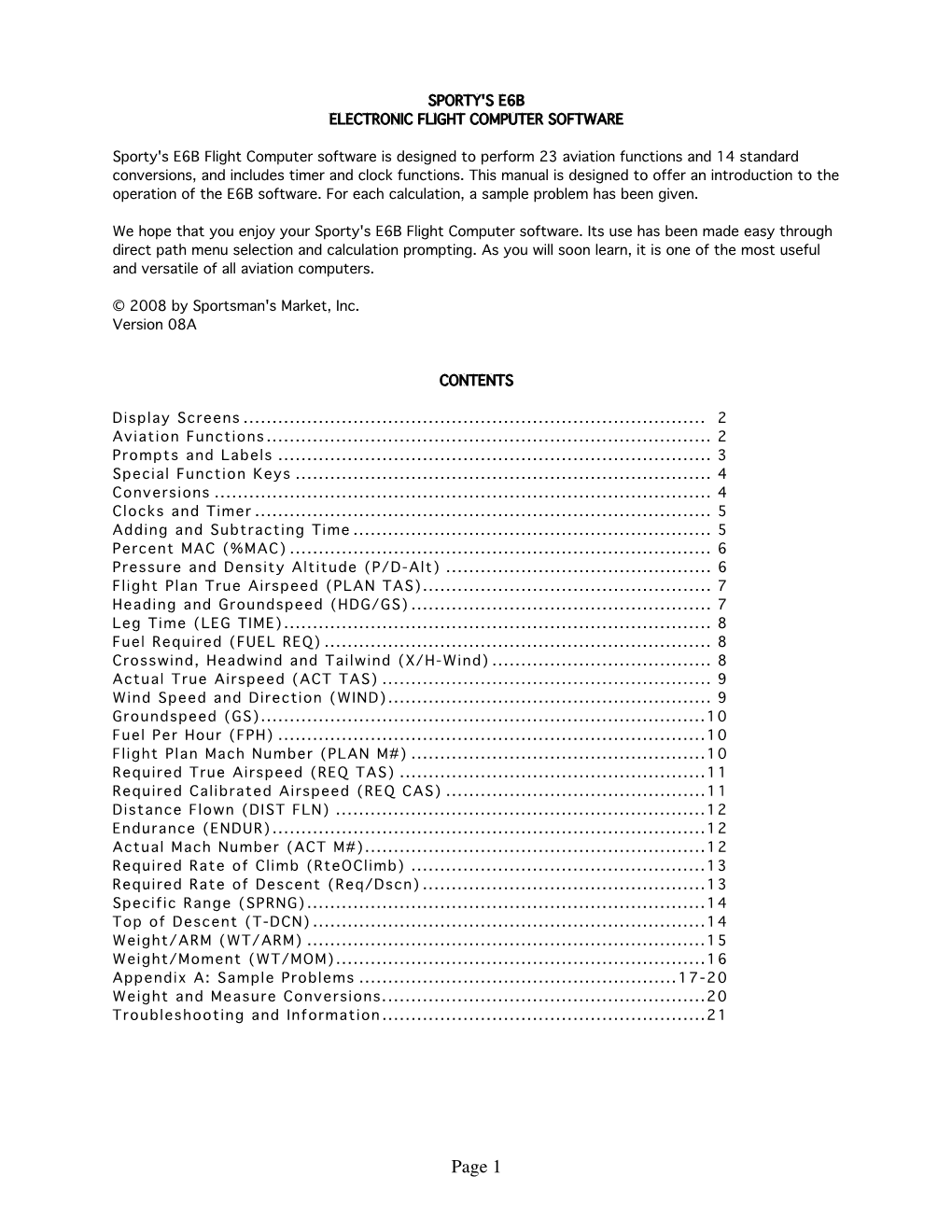 Sporty's E6b Electronic Flight Computer Software