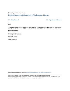 Amphibians and Reptiles of United States Department of Defense Installations