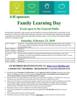 Event Open to the General Public Saturday, February 23, 2019