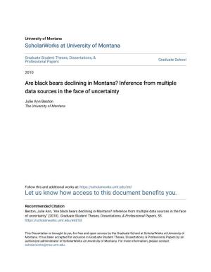 Are Black Bears Declining in Montana? Inference from Multiple Data Sources in the Face of Uncertainty