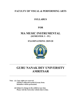 Ma Music Instrumental (Semester: I – Iv)