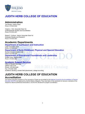 JUDITH HERB COLLEGE of EDUCATION Accreditation