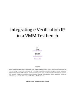 Integrating E Verification IP in a VMM Testbench
