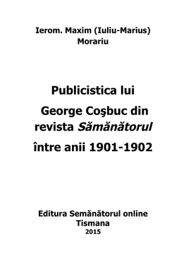 Publicistica Lui George Coşbuc Din Revista Sămănătorul Între Anii 1901-1902