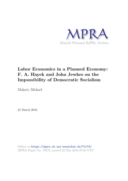 Labor Economics in a Planned Economy: F