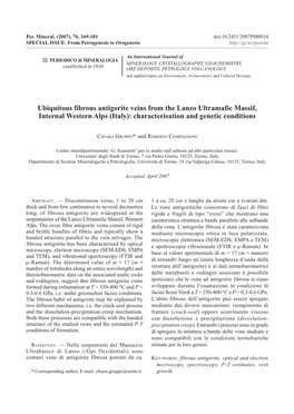 Ubiquitous Fibrous Antigorite Veins from the Lanzo Ultramafic Massif, Internal Western Alps (Italy): Characterisation and Genetic Conditions