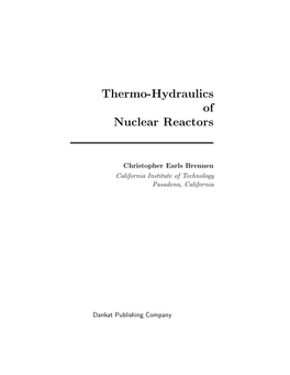 Thermo-Hydraulics of Nuclear Reactors