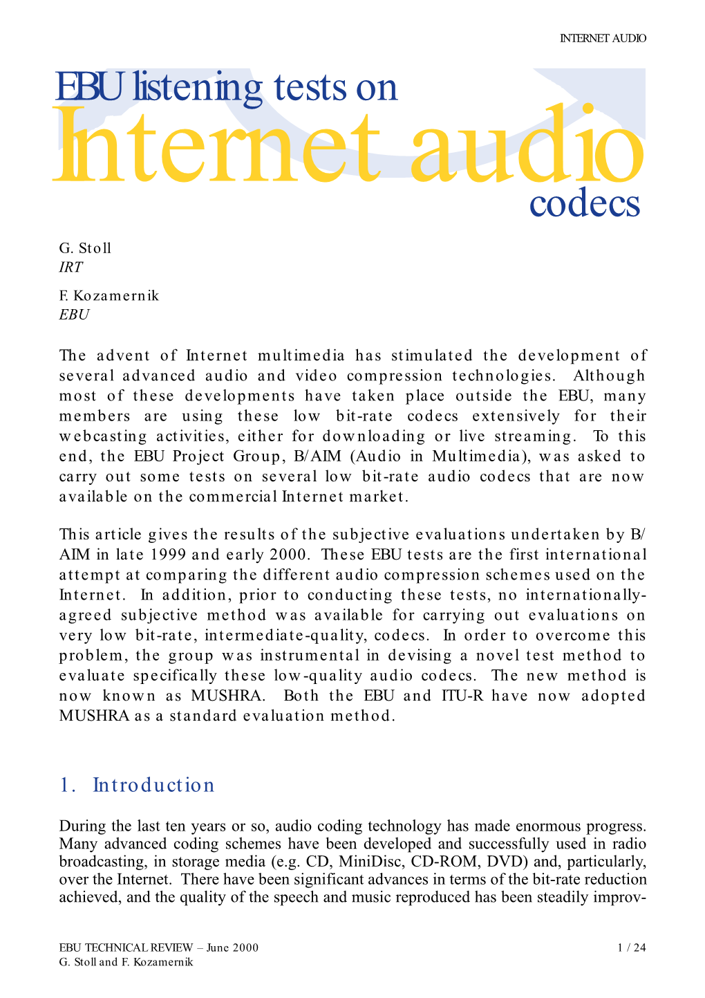 Codecs EBU Listening Tests On