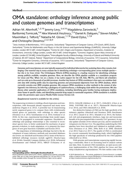 OMA Standalone: Orthology Inference Among Public and Custom Genomes and Transcriptomes