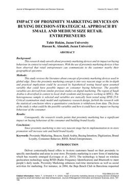 Impact of Proximity Marketing Devices on Buying Decision-Strategical Approach by Small and Medium Size Retail Entrepreneurs