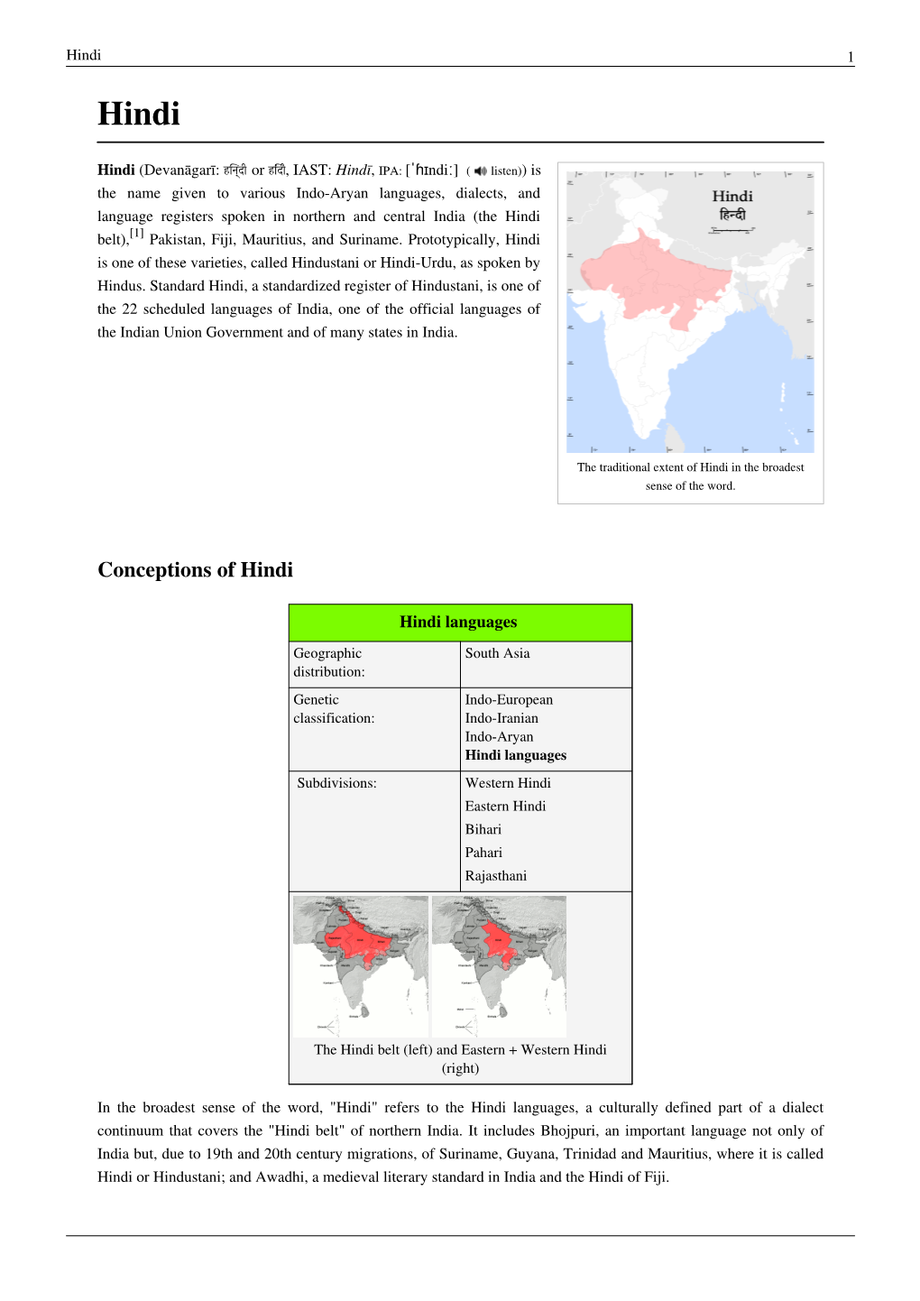 Conceptions of Hindi