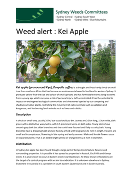 Kei Apple Weed Alert Fact Sheet