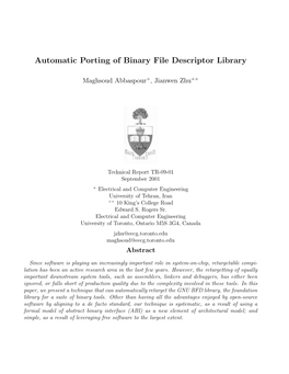 Automatic Porting of Binary File Descriptor Library