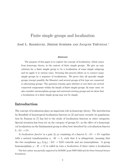 Finite Simple Groups and Localization