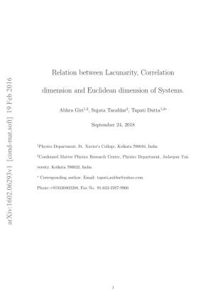 Relation Between Lacunarity, Correlation Dimension And