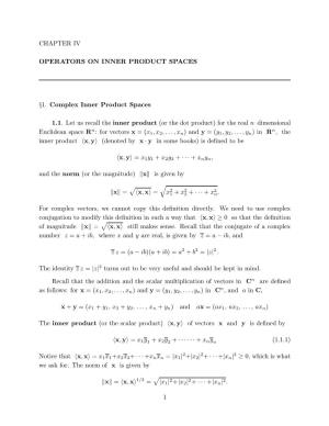 Chapter Iv Operators on Inner Product Spaces §1