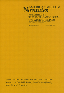 Published by the American Museum of Natural History Central Park West at 79Th Street New York, N.Y