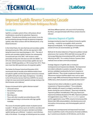 Improved Syphilis Reverse Screening Cascade Earlier Detection with Fewer Ambiguous Results