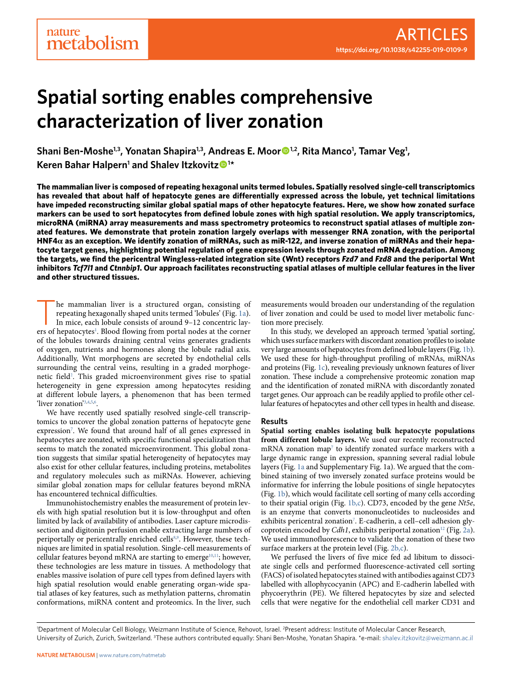 Spatial Sorting Enables Comprehensive Characterization of Liver Zonation