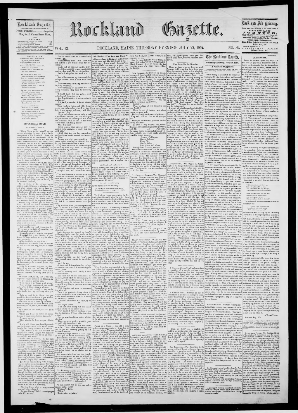 Rockland Gazette : July 23, 1857