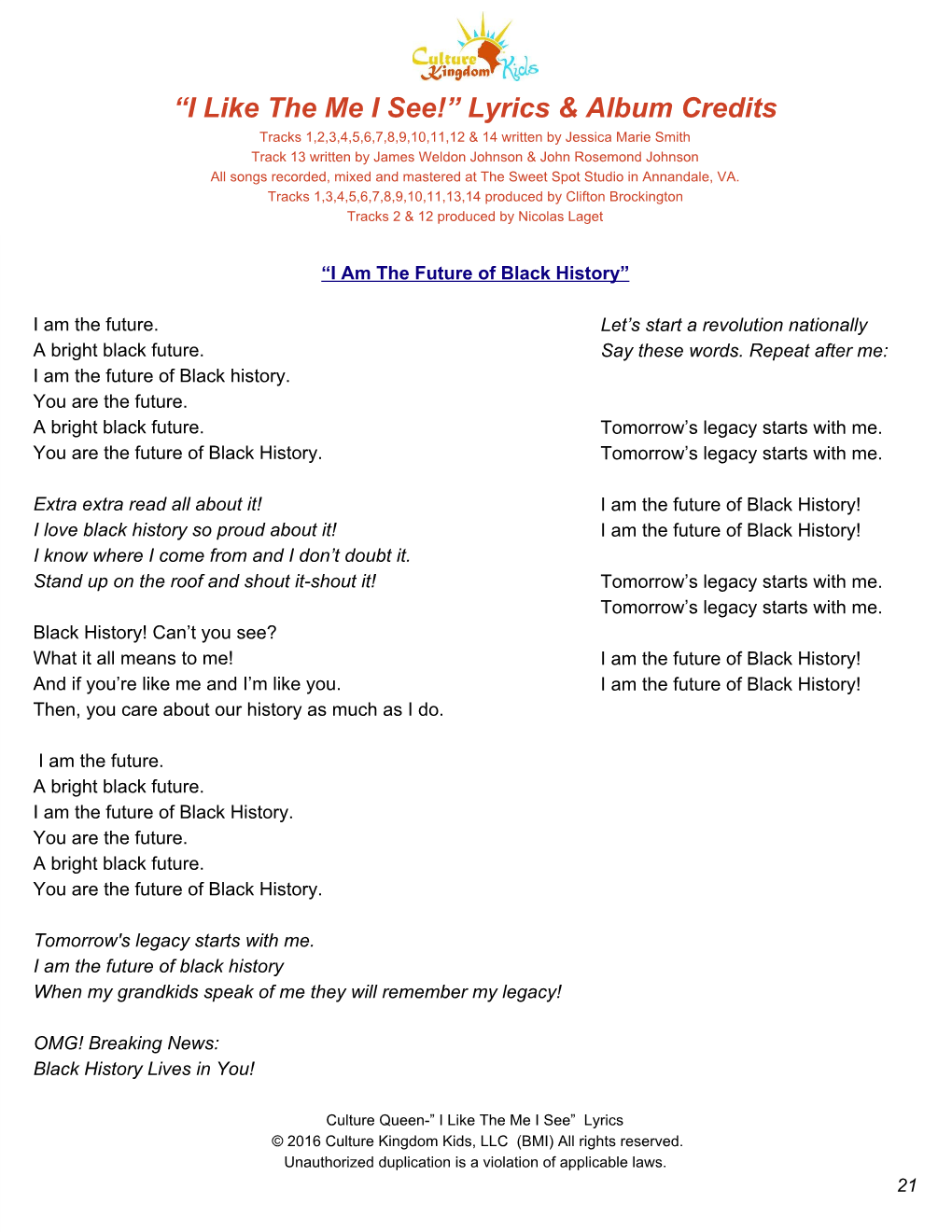 “I Like the Me I See!” Lyrics & Album Credits