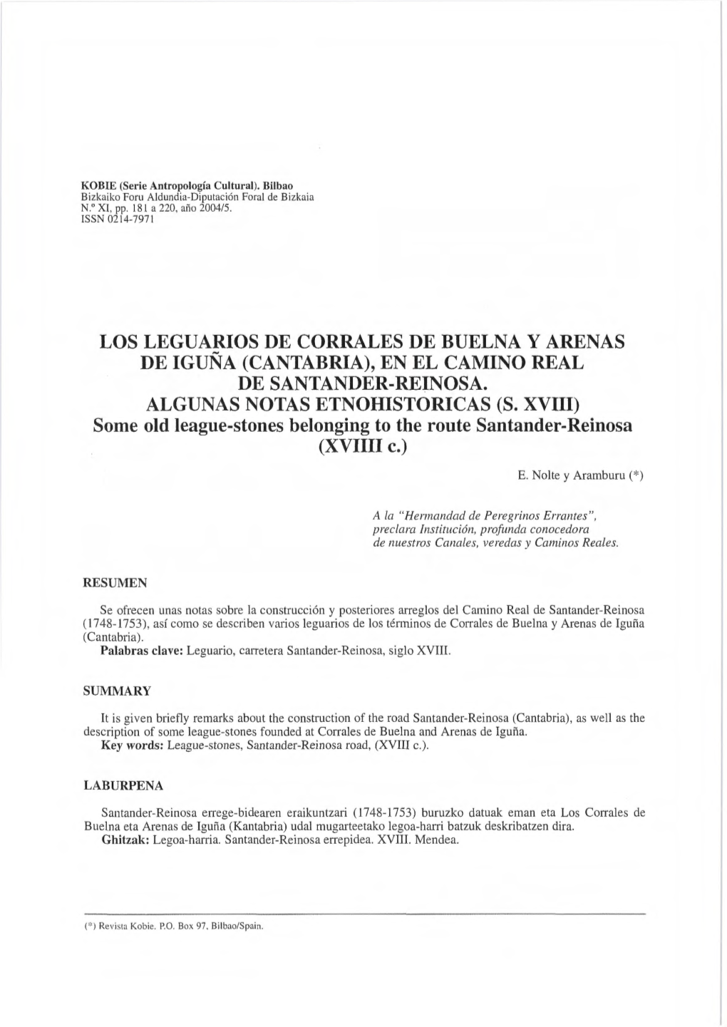 Los Leguarios De Corrales De Buelna Y Arenas De Iguña (Cantabria), En El Camino Real De Santander-Reinosa