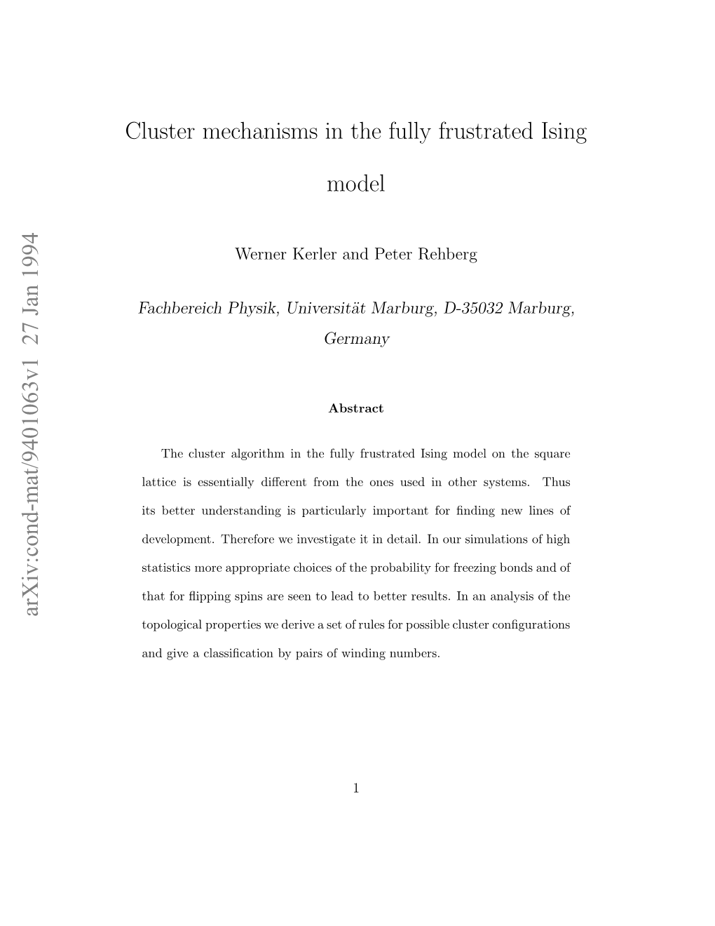 Cluster Mechanisms in the Fully Frustrated Ising Model