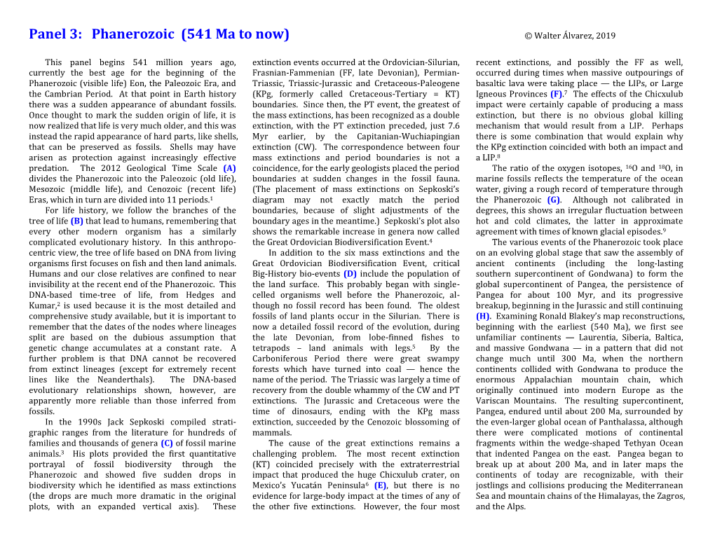 Panel 3: Phanerozoic (541 Ma to Now) © Walter Álvarez, 2019