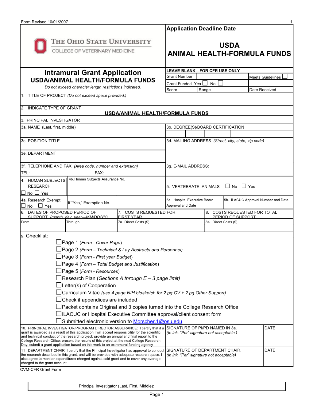 PHS 398, Fp1 (Rev. 9/04), Face Page, Form Page 1