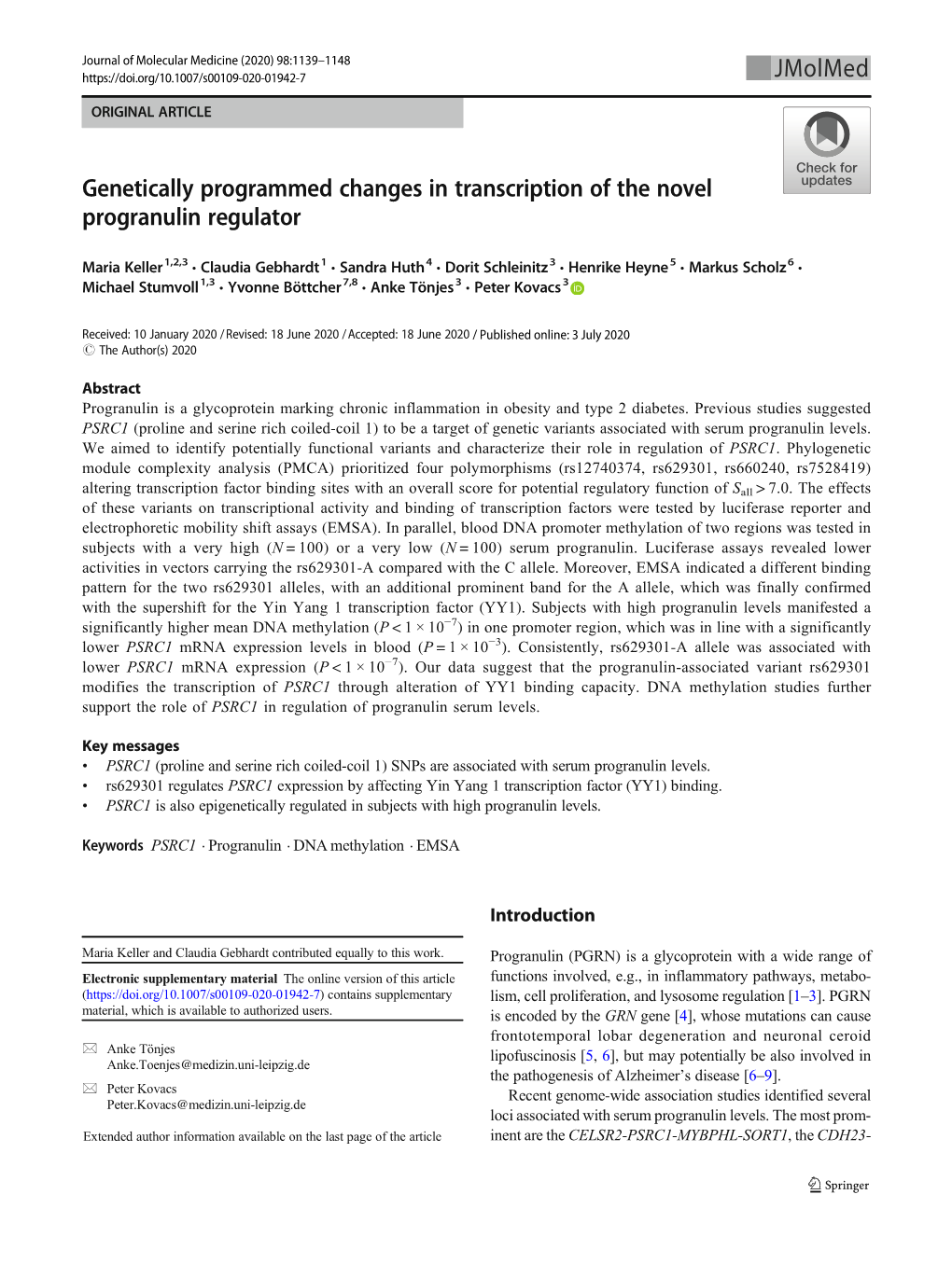 Genetically Programmed Changes in Transcription of the Novel Progranulin Regulator