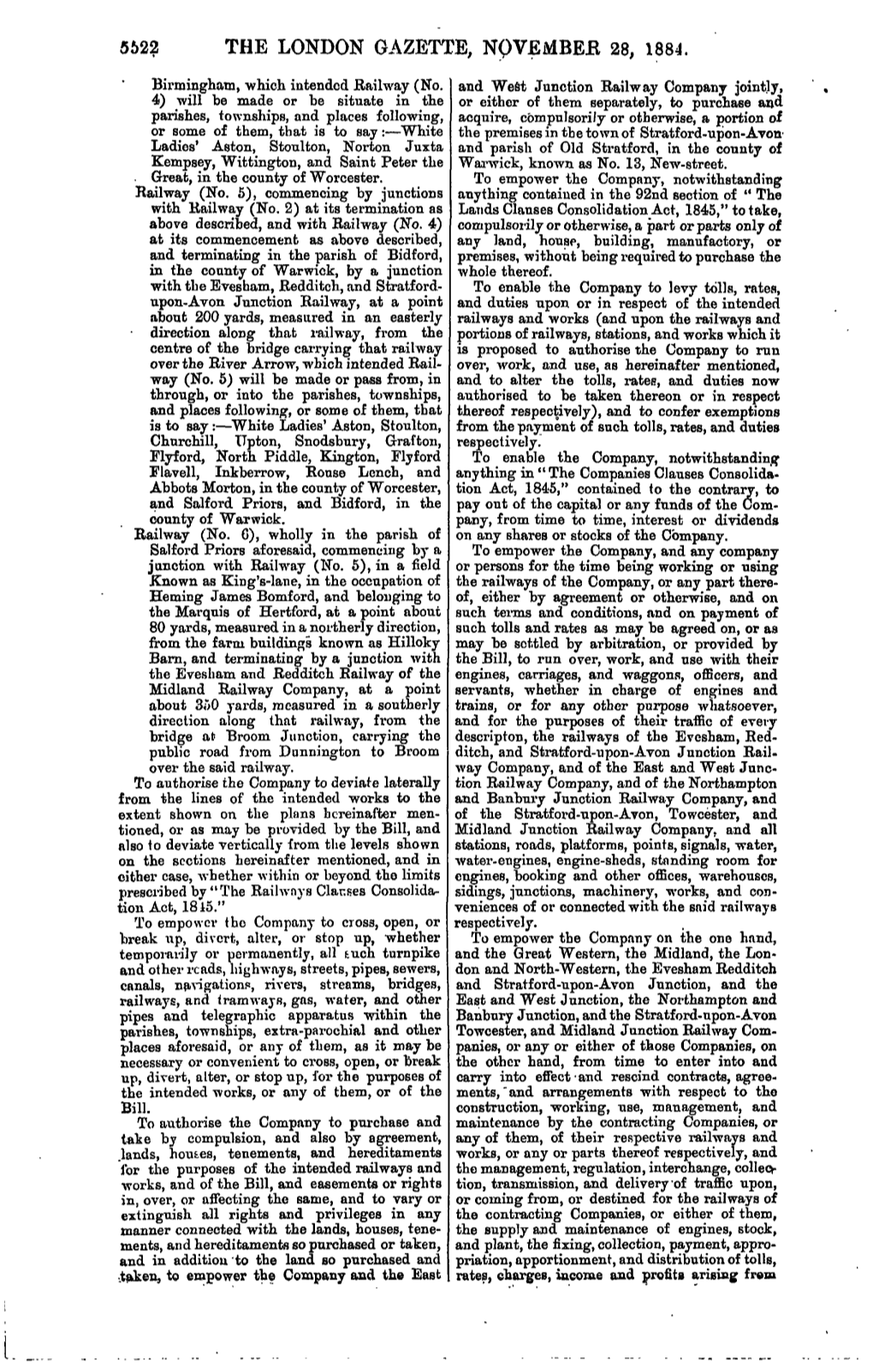 The London Gazette, Novembeb 28, 1884
