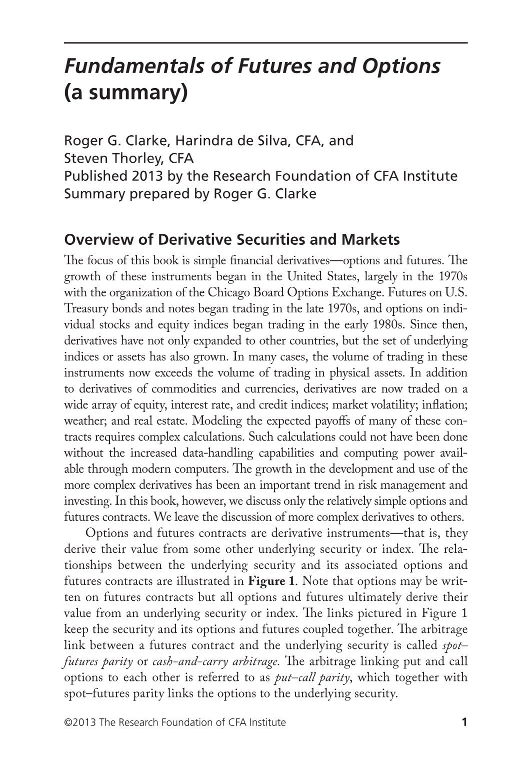 Fundamentals of Futures and Options (A Summary)