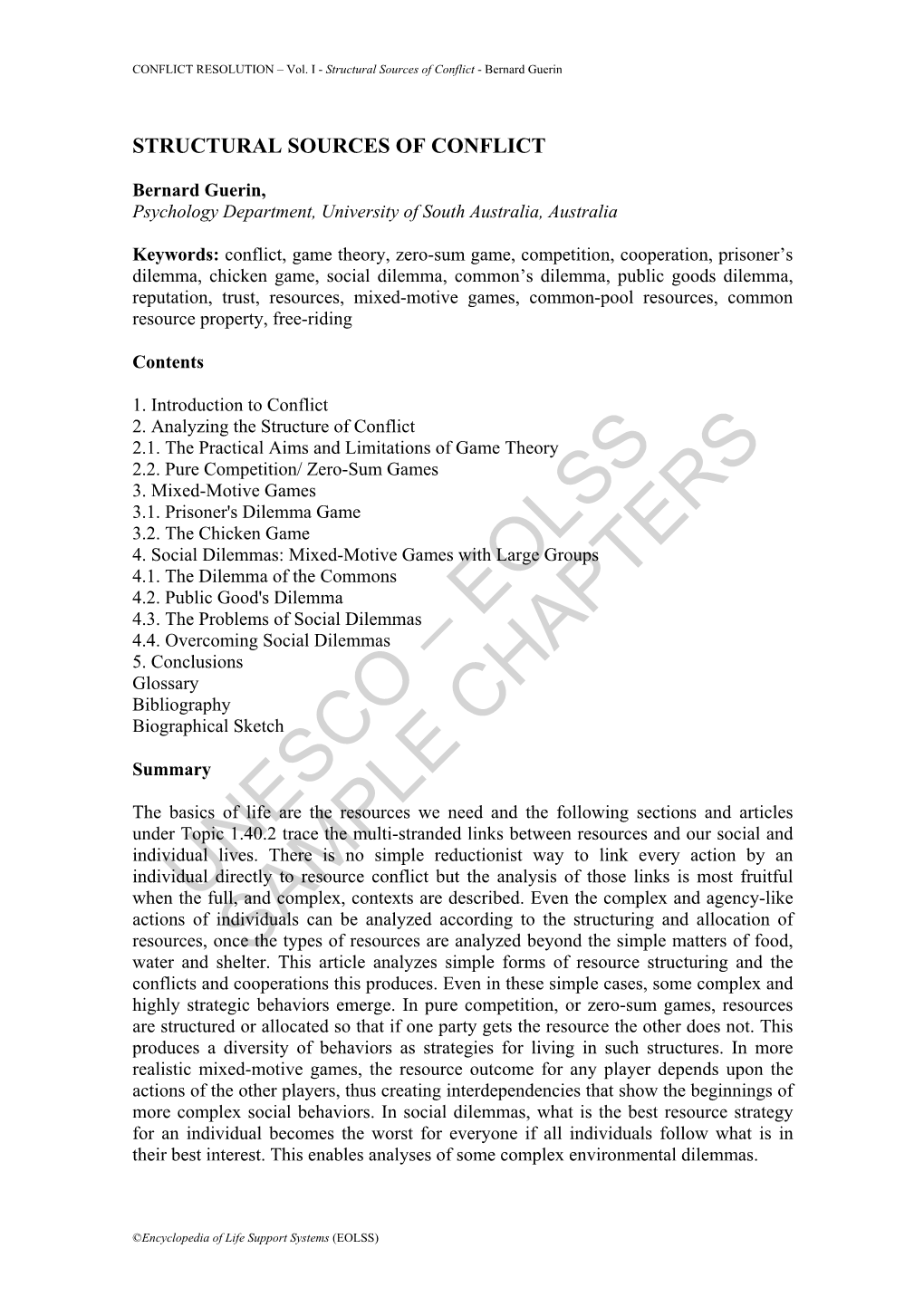 Structural Sources of Conflict - Bernard Guerin